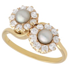 Antique Pearl and Diamond Yellow Gold Twist Ring
