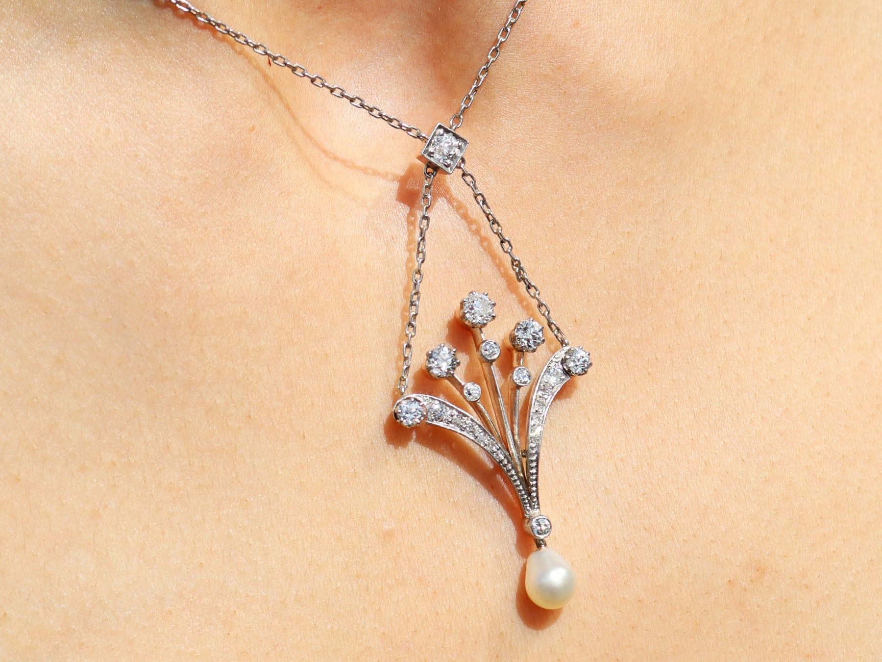 Ciondolo in oro rosa 14k con perla antica e diamante da 1,18 carati, CIRCA 1930 in vendita 5