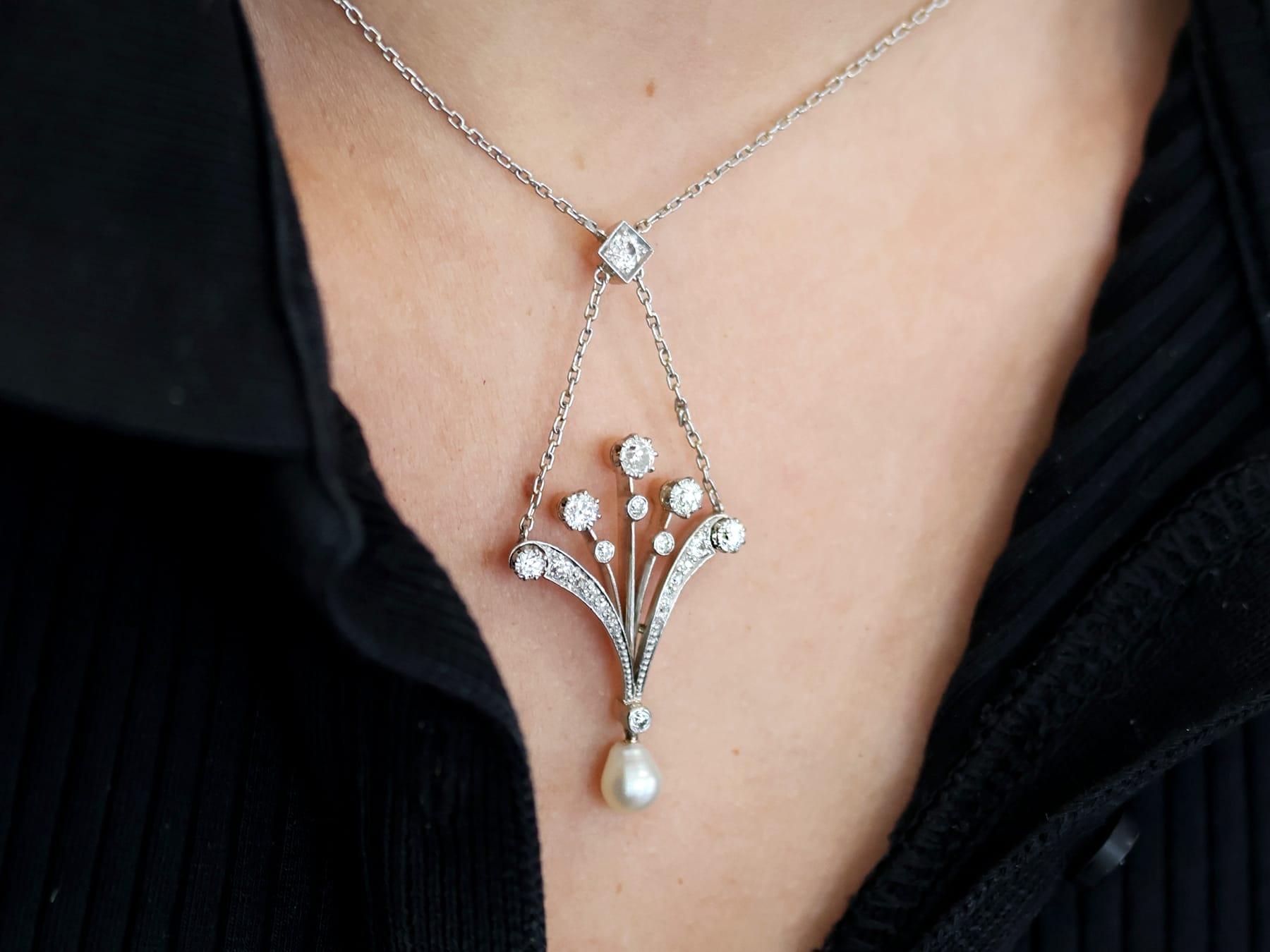 Ciondolo in oro rosa 14k con perla antica e diamante da 1,18 carati, CIRCA 1930 In condizioni ottime in vendita a Jesmond, Newcastle Upon Tyne