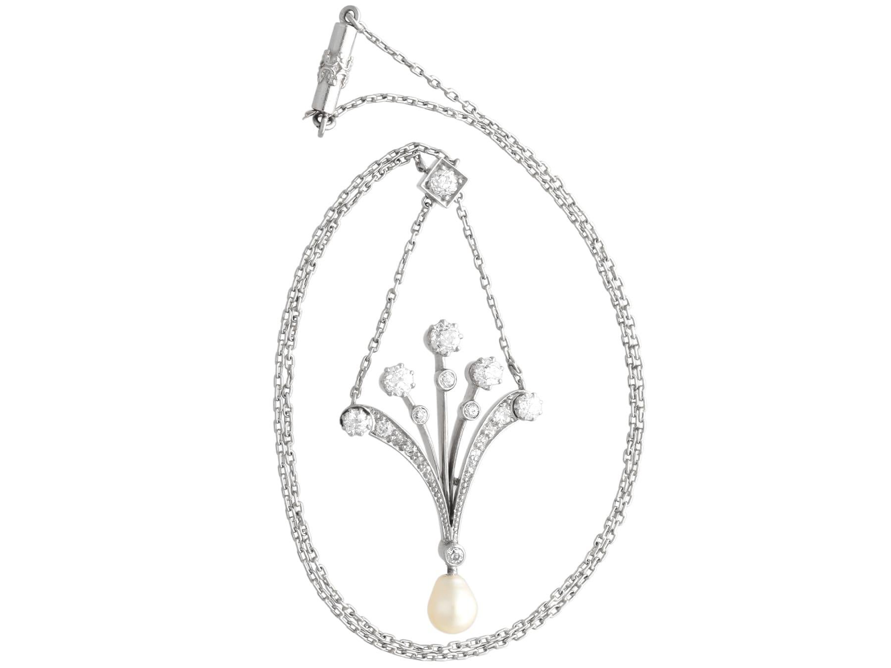 da uomo o donna Ciondolo in oro rosa 14k con perla antica e diamante da 1,18 carati, CIRCA 1930 in vendita