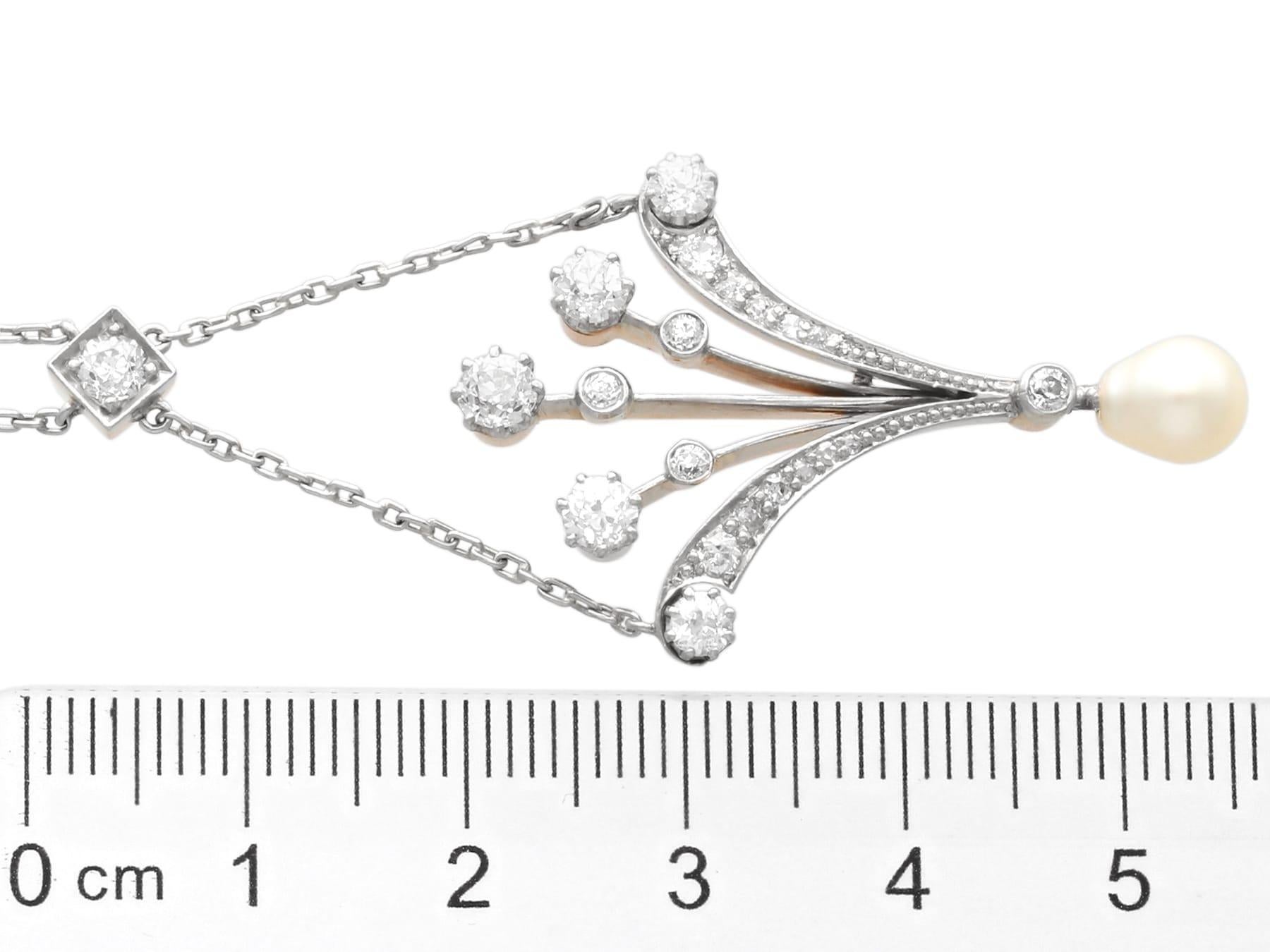 Ciondolo in oro rosa 14k con perla antica e diamante da 1,18 carati, CIRCA 1930 in vendita 3