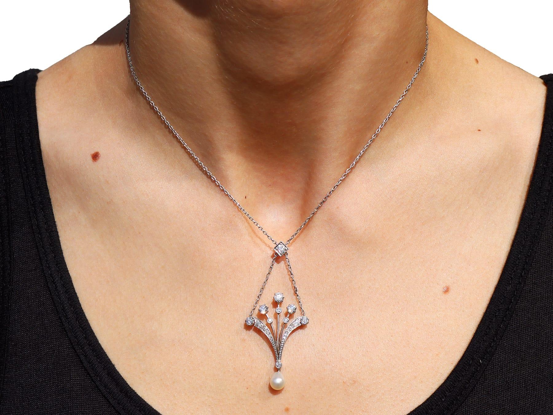 Ciondolo in oro rosa 14k con perla antica e diamante da 1,18 carati, CIRCA 1930 in vendita 4
