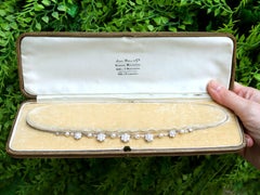 Antique Pearl and 2.10 Carat Diamond Platinum Necklace Circa 1910
