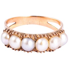 Antique Pearl and 9 Carat Gold Six-Stone Ring