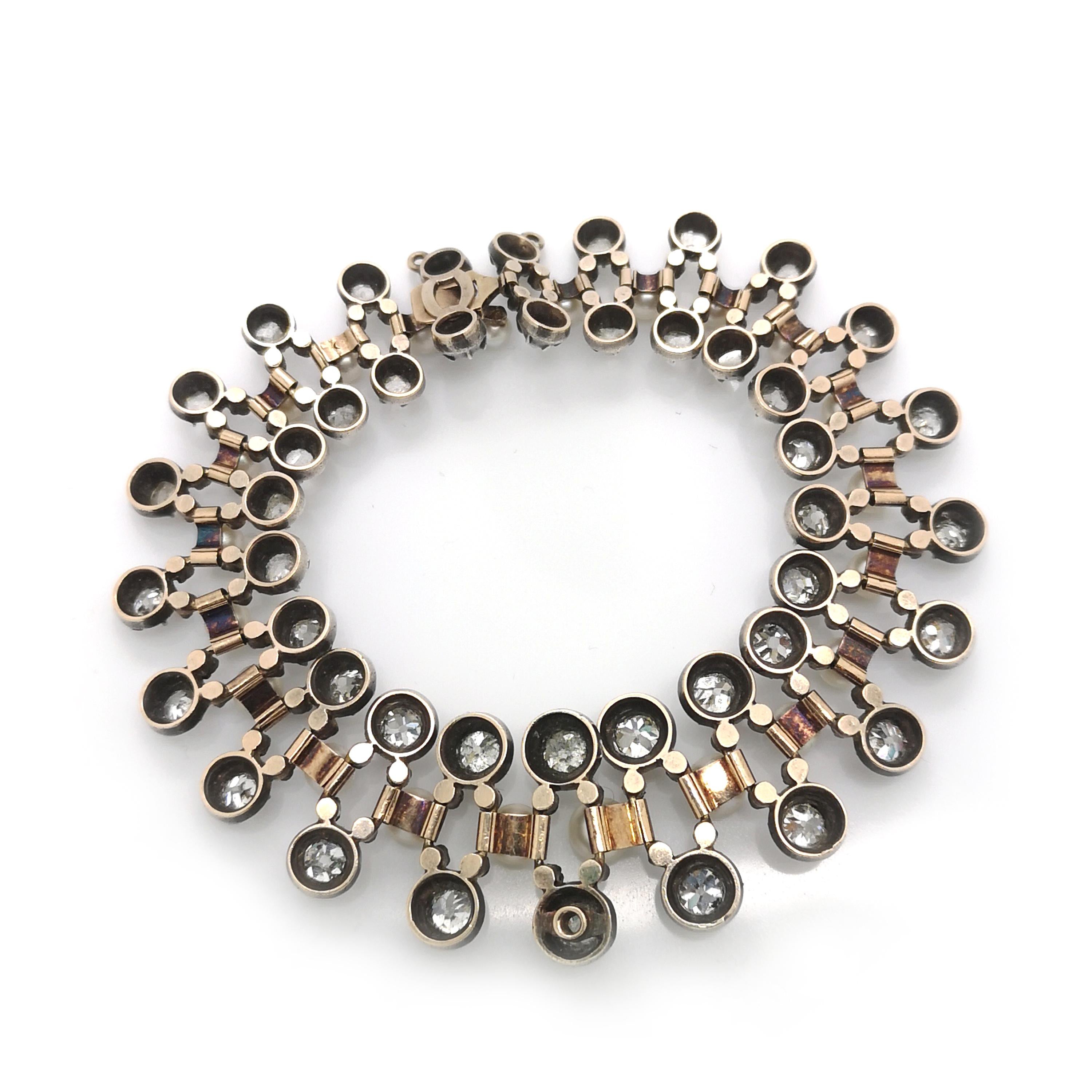 Victorian Antique Pearl and Diamond Bracelet, circa 1880