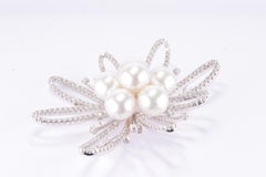 4.25 CT Antique Pearl and Diamond Brooch