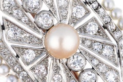 Broche antiguo de perlas y diamantes