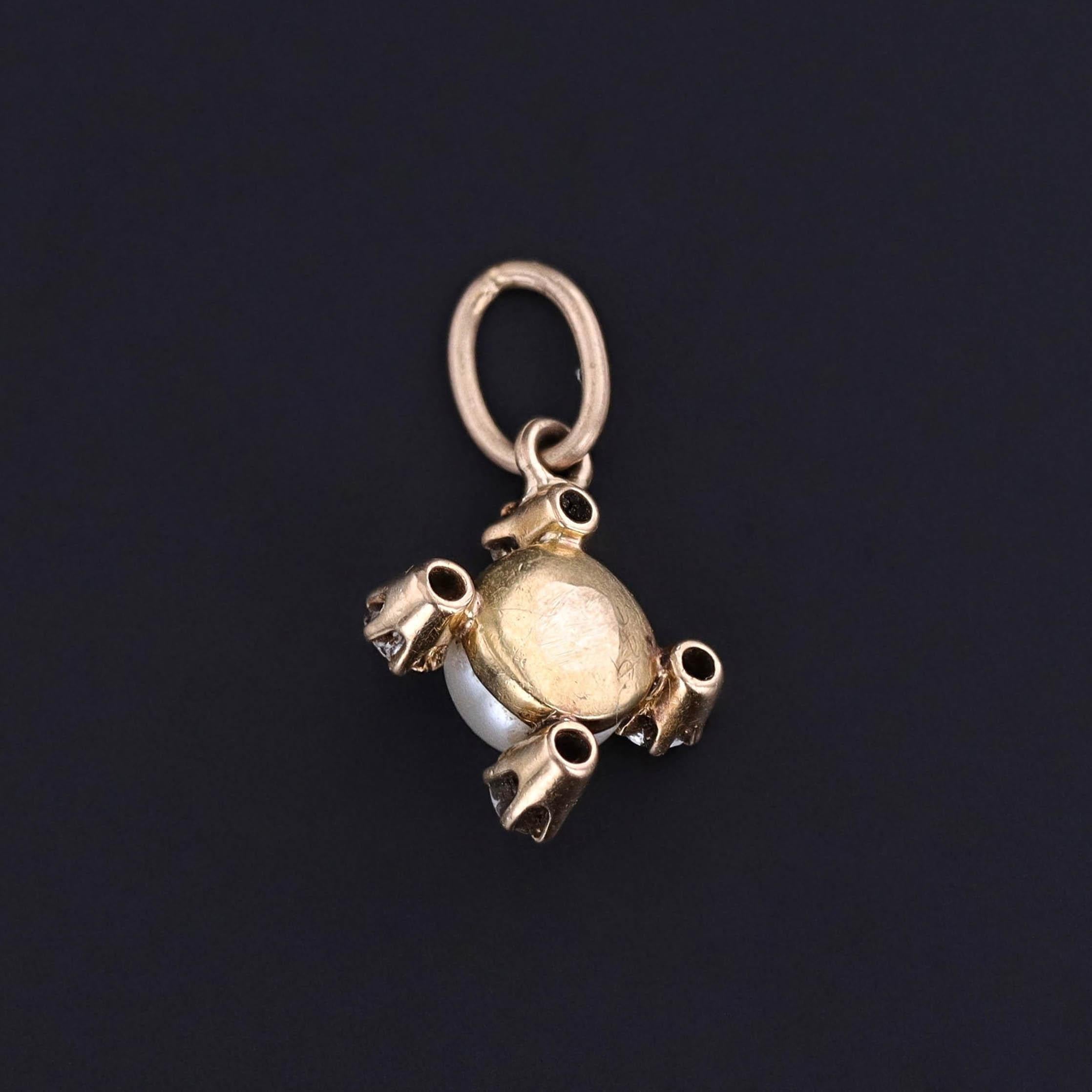 Victorian Antique Pearl and Diamond Charm of 18k Gold For Sale