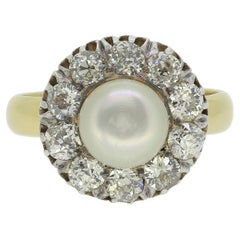 Antique Pearl and Diamond Cluster Ring