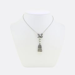 Antique Pearl and Diamond Drop Pendant Necklace