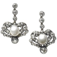 Antique Pearl and Diamond Earrings, circa 1880