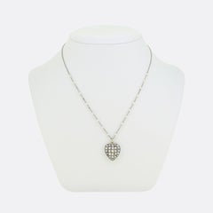 Antique Pearl and Diamond Heart Locket Necklace