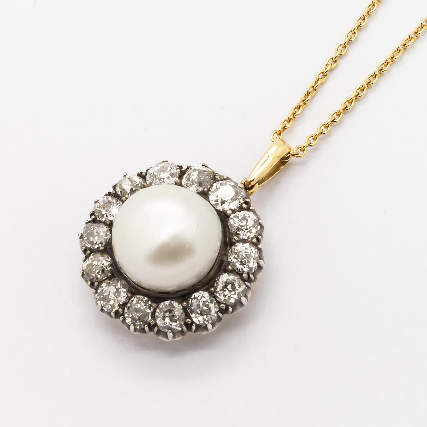 Women's Antique Pearl and Diamond Pendant