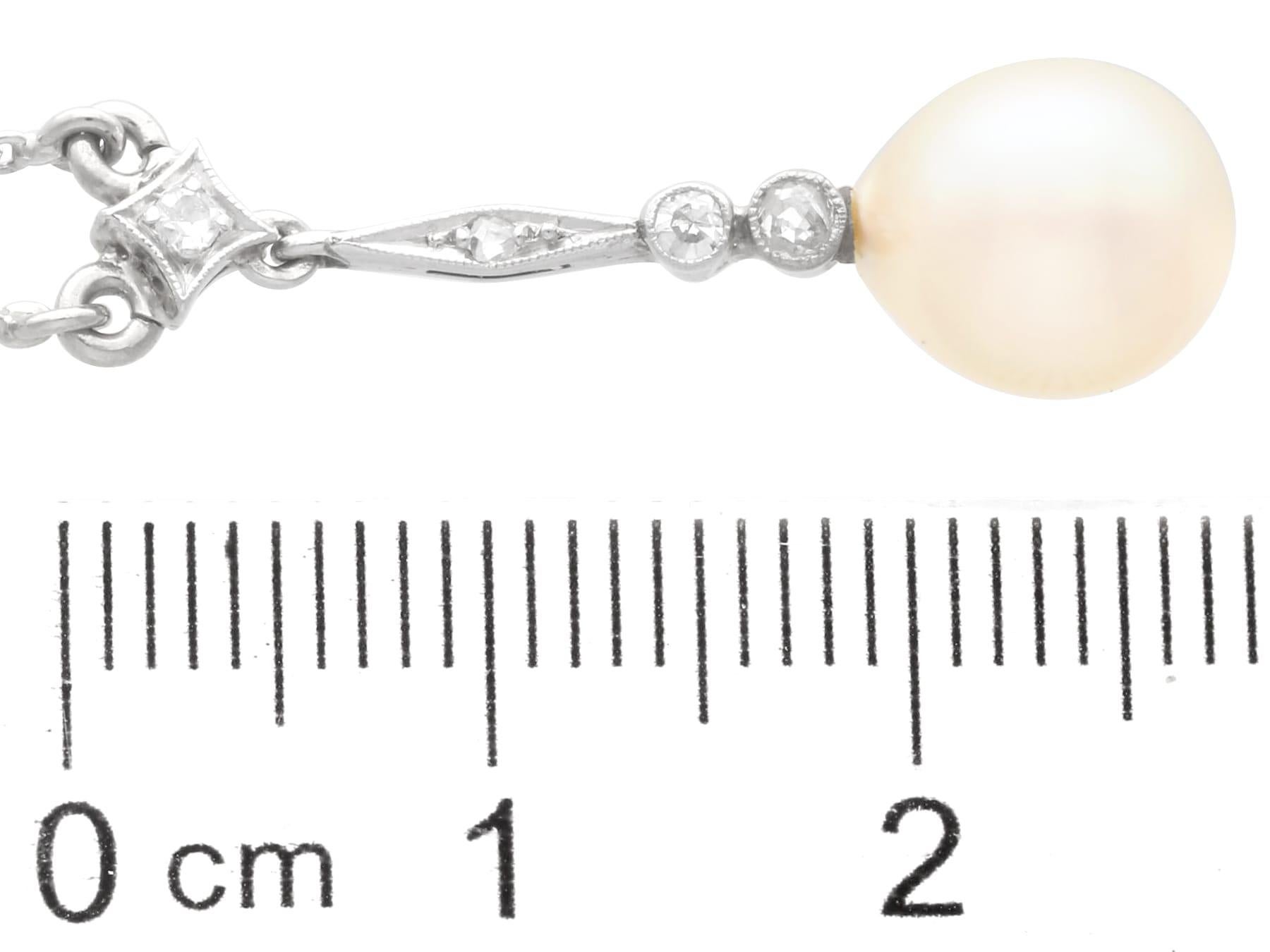 Pendentif antique en platine avec perles et diamants en vente 2