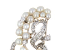 Antique Pearl and Diamond Ribbon Brooch