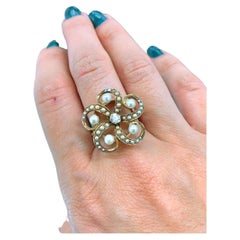 Antique Pearl And Diamond Russian Gold Ring