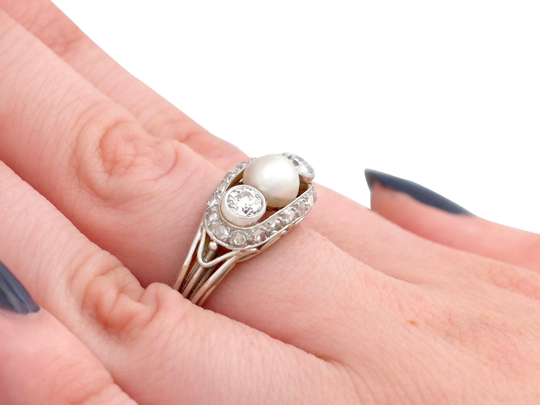 Antique Pearl and Diamond White Gold Cocktail Ring Circa 1920 For Sale 1