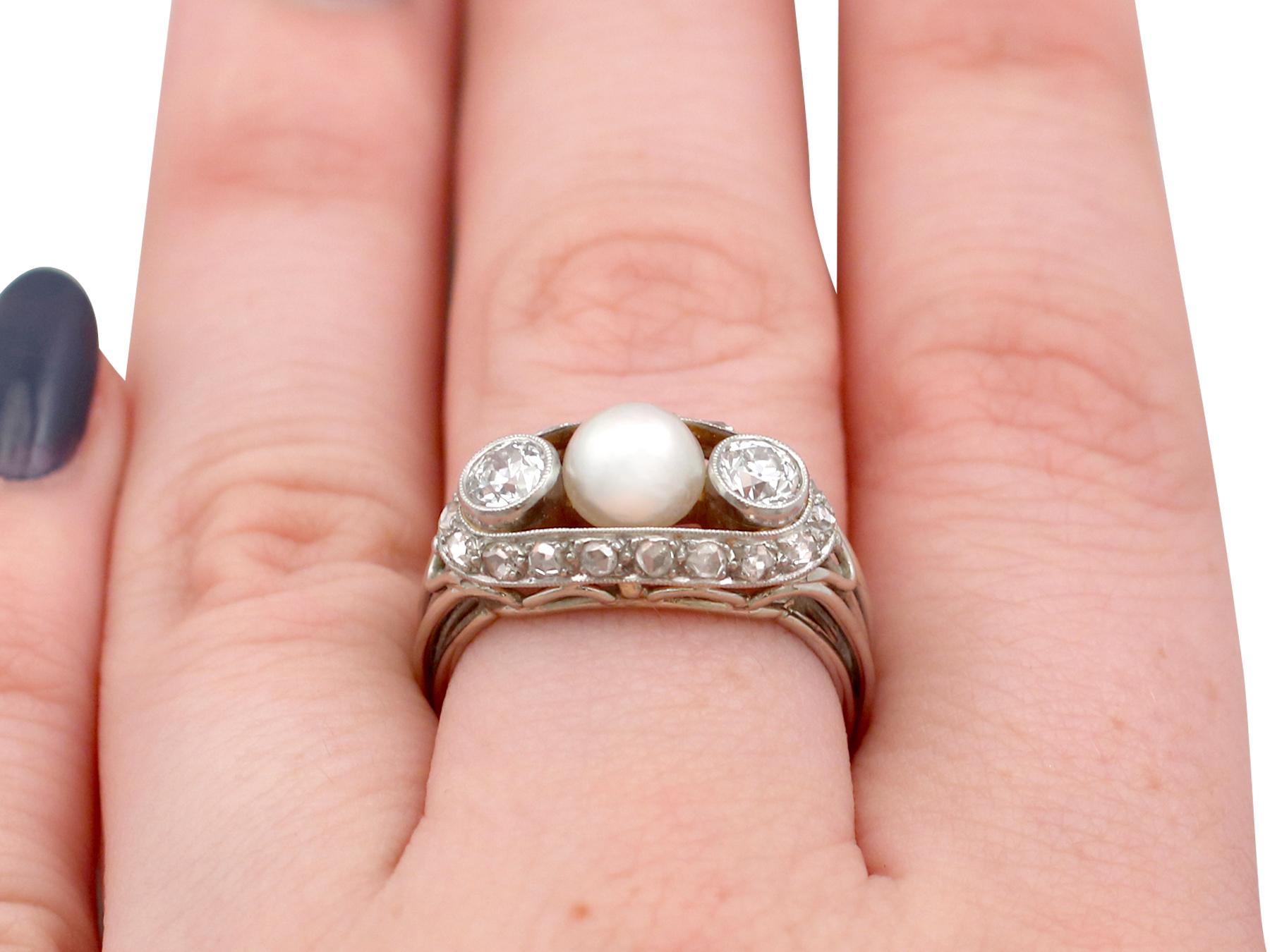 Antique Pearl and Diamond White Gold Cocktail Ring Circa 1920 For Sale 2