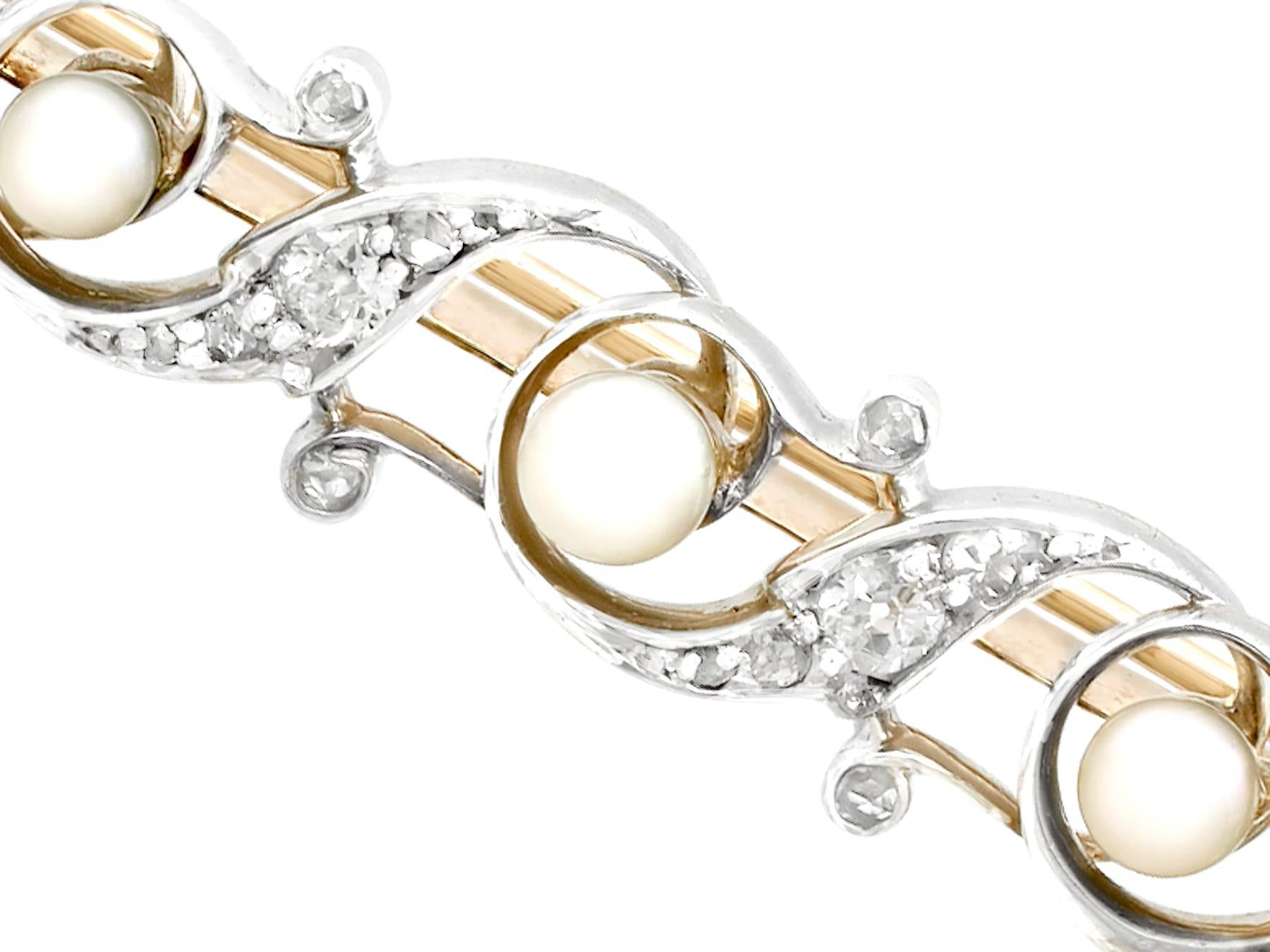 da uomo o donna Spilla antica in oro giallo e argento con perle e diamanti in vendita