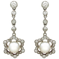 Antique Pearl and Diamond Yellow Gold Drop Earrings, Circa 1900