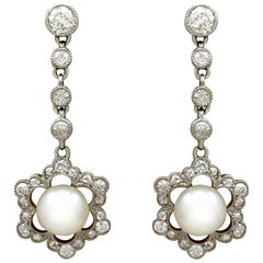 Antique Pearl and Diamond Yellow Gold Drop Earrings, Circa 1900