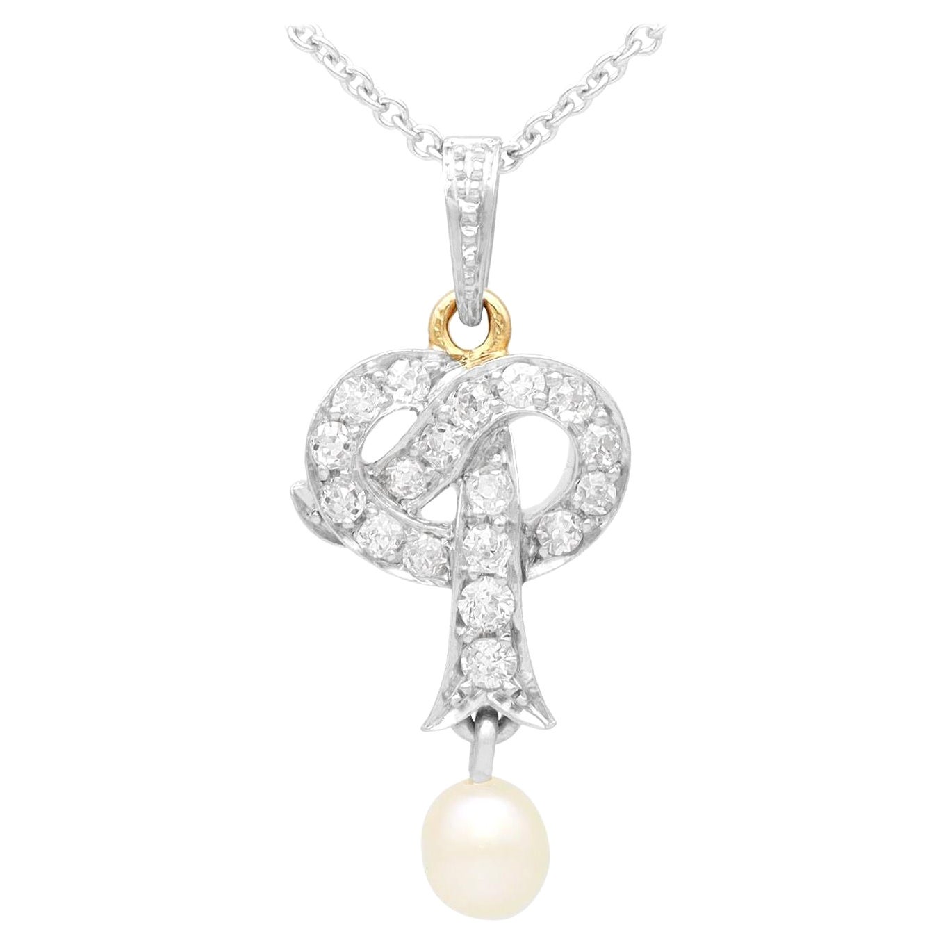 Pendentif ancien en or jaune 14 carats avec perles et diamants