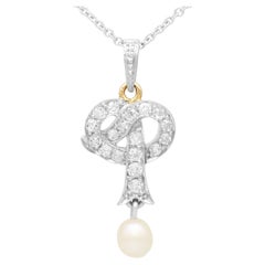 Antique Pearl and Diamond Yellow Gold Pendant