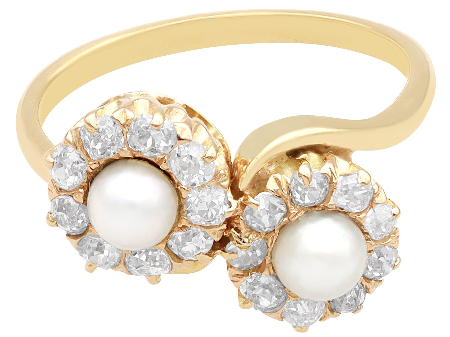 pearl and diamond cluster ring