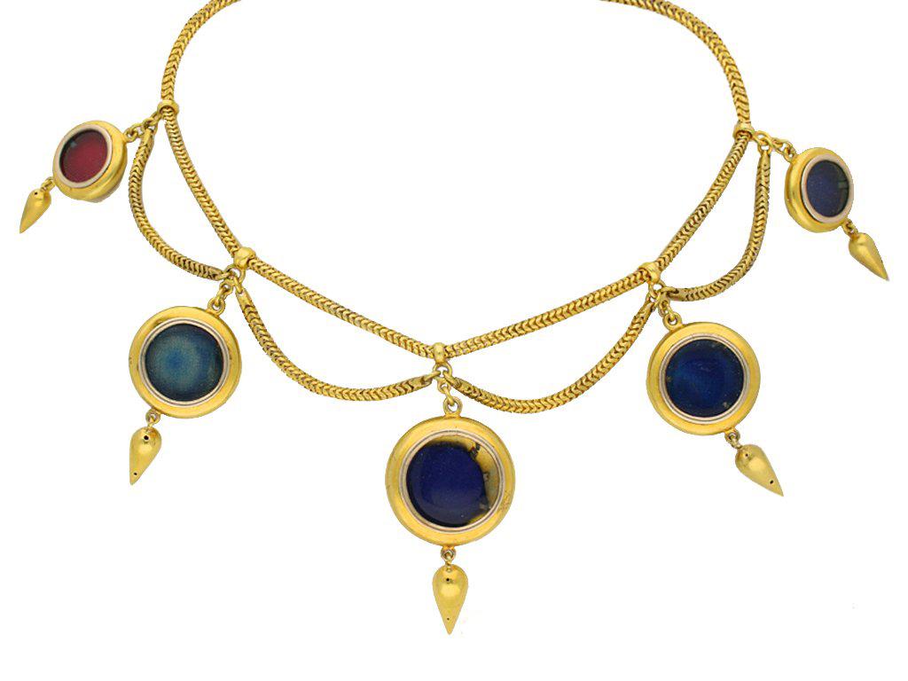Vittoriano Antique Pearl and Enamel Necklace, circa 1865 in vendita