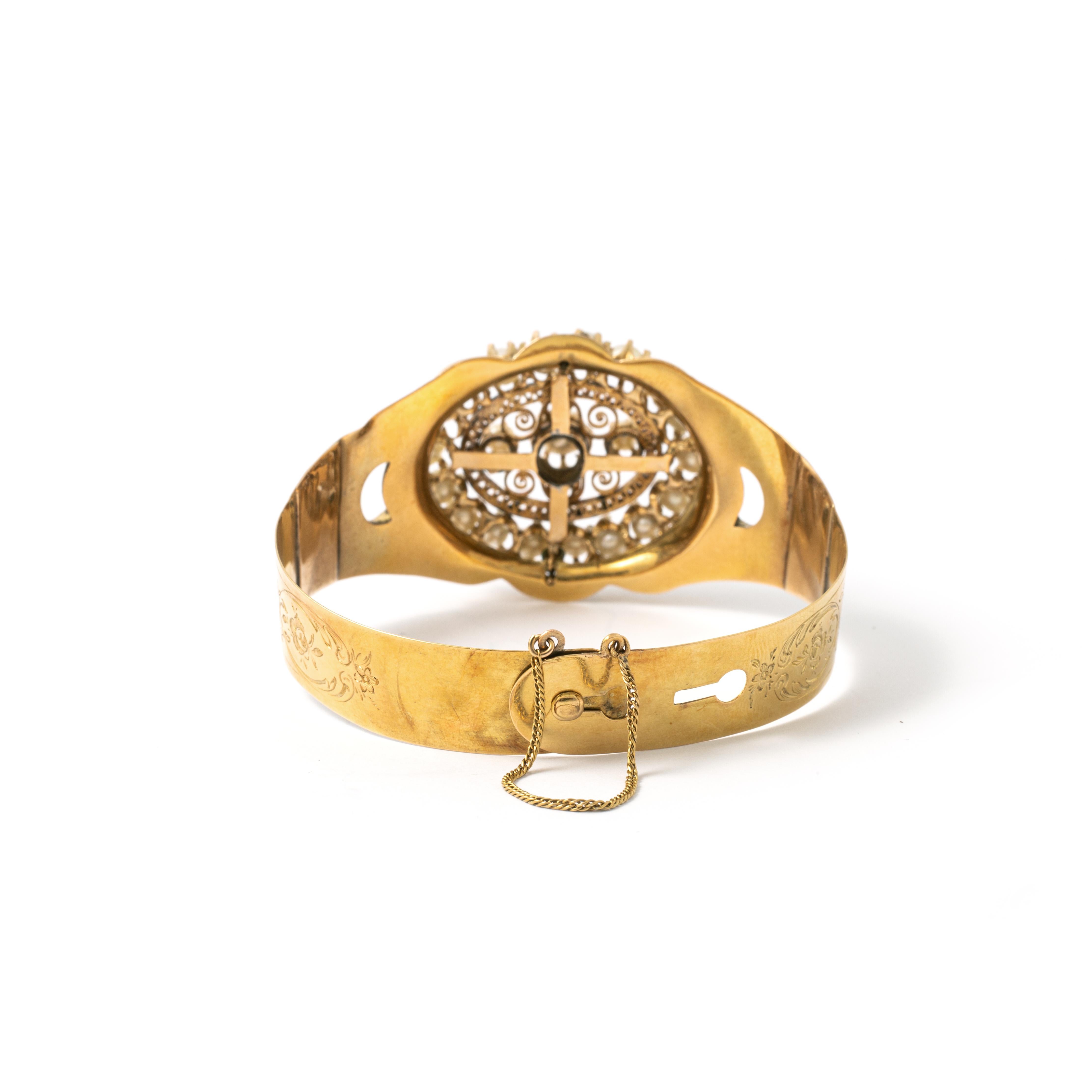 Art Nouveau Antique Pearl and Gold Bracelet