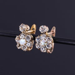 Antique Pearl and Paste Earrings of 12k Gold