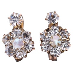 Antique Pearl and Paste Earrings of 12k Gold