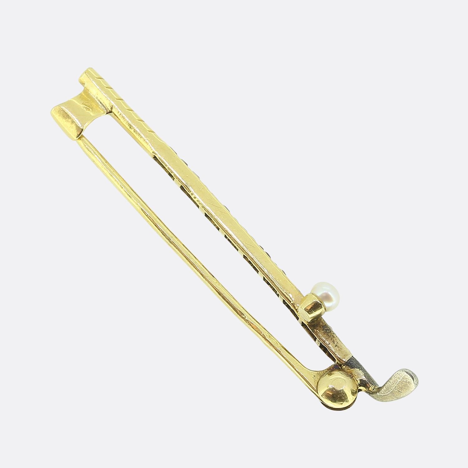 Edwardian Antique Pearl and Ruby Golf Club Brooch For Sale