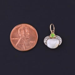 Antique Pearl Charm of 14k Gold and Platinum