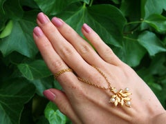 Antique Victorian 21k Yellow Gold Pearl Diamond Pendant, Circa 1890