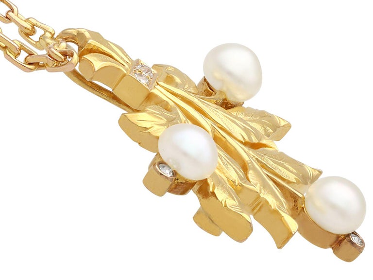 Antique Pearl Diamond and 21k Yellow Gold Pendant Circa 1890 For Sale ...