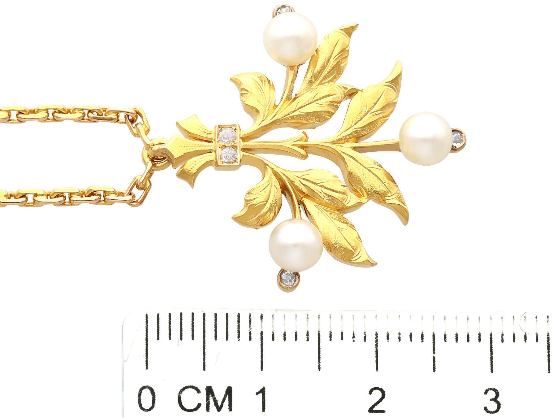 Pendentif en or jaune 21k, perle ancienne et diamant en vente 1