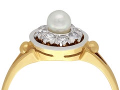 1920s Pearl and Diamond Yellow Gold Cocktail Ring