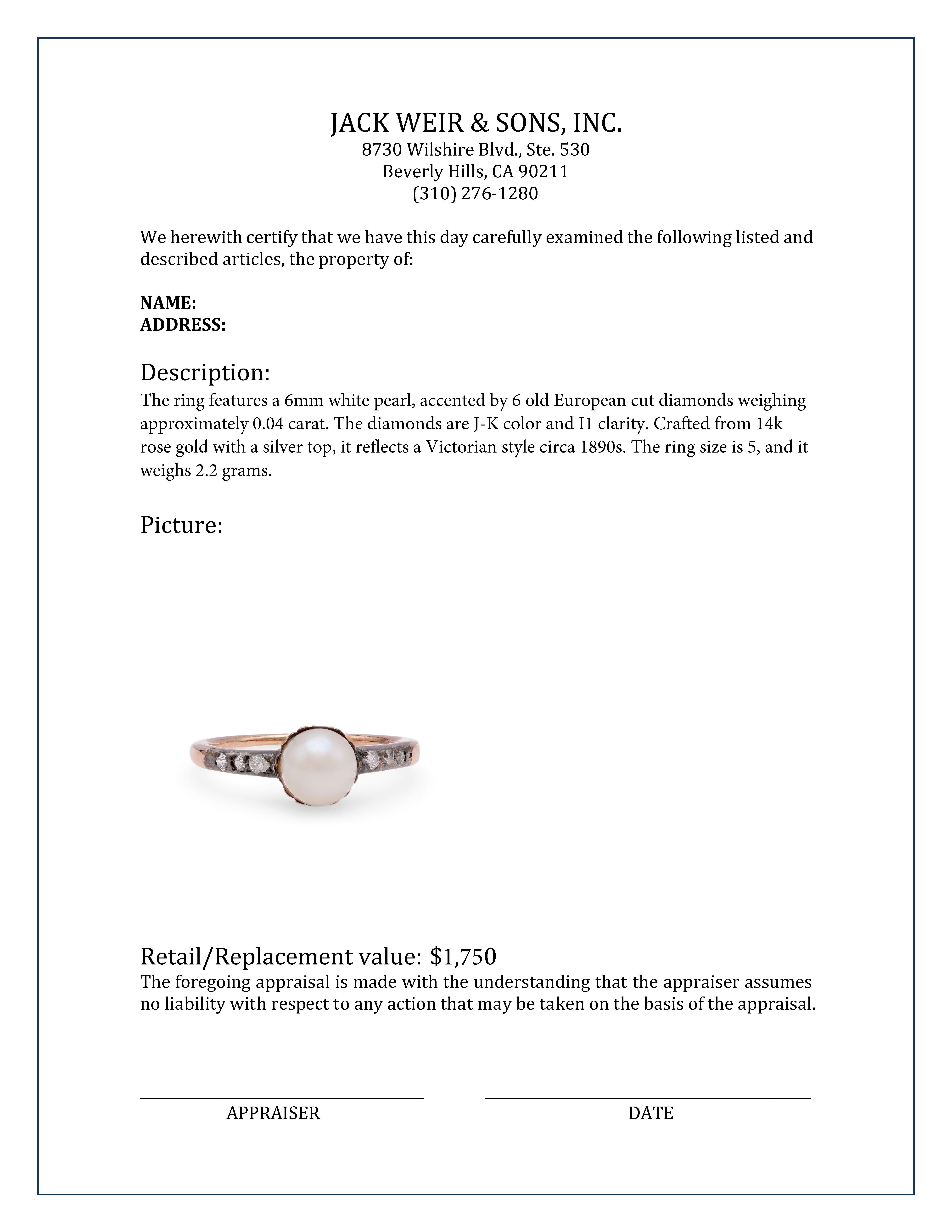 Antiker Perlen-Diamant-Verlobungsring aus Gold im Zustand „Hervorragend“ im Angebot in Beverly Hills, CA