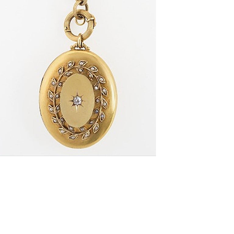 Antique Pearl Diamond Gold Locket Necklace For Sale at 1stDibs | pearl ...