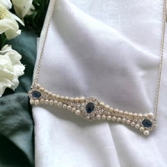 Antique Pearl Diamond & Sapphire Conversion Necklace