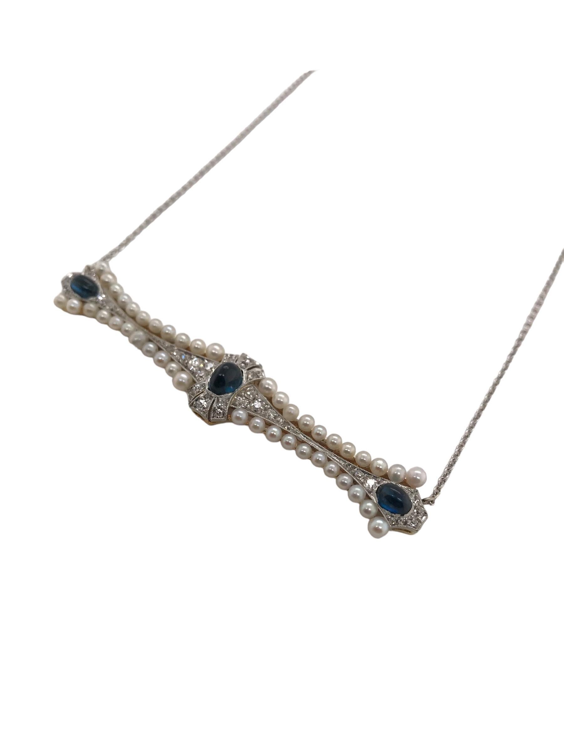 Collana di conversione antica con perle, diamanti e zaffiri In condizioni buone in vendita a Montgomery, AL
