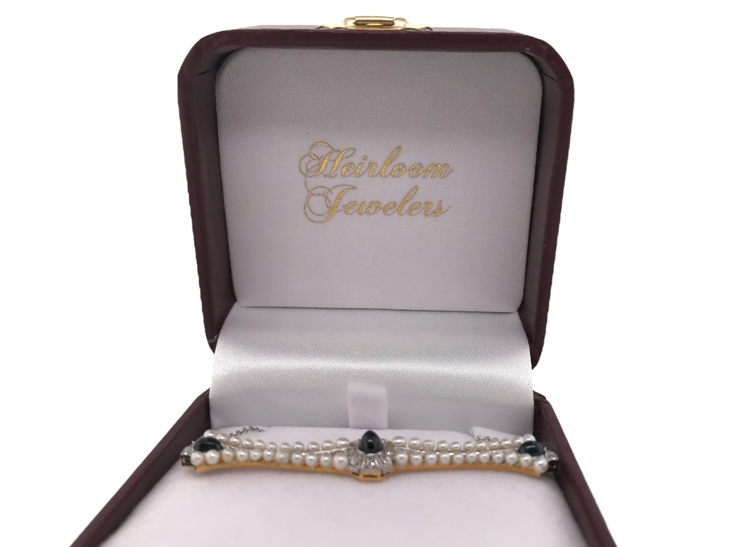 Collana di conversione antica con perle, diamanti e zaffiri in vendita 3
