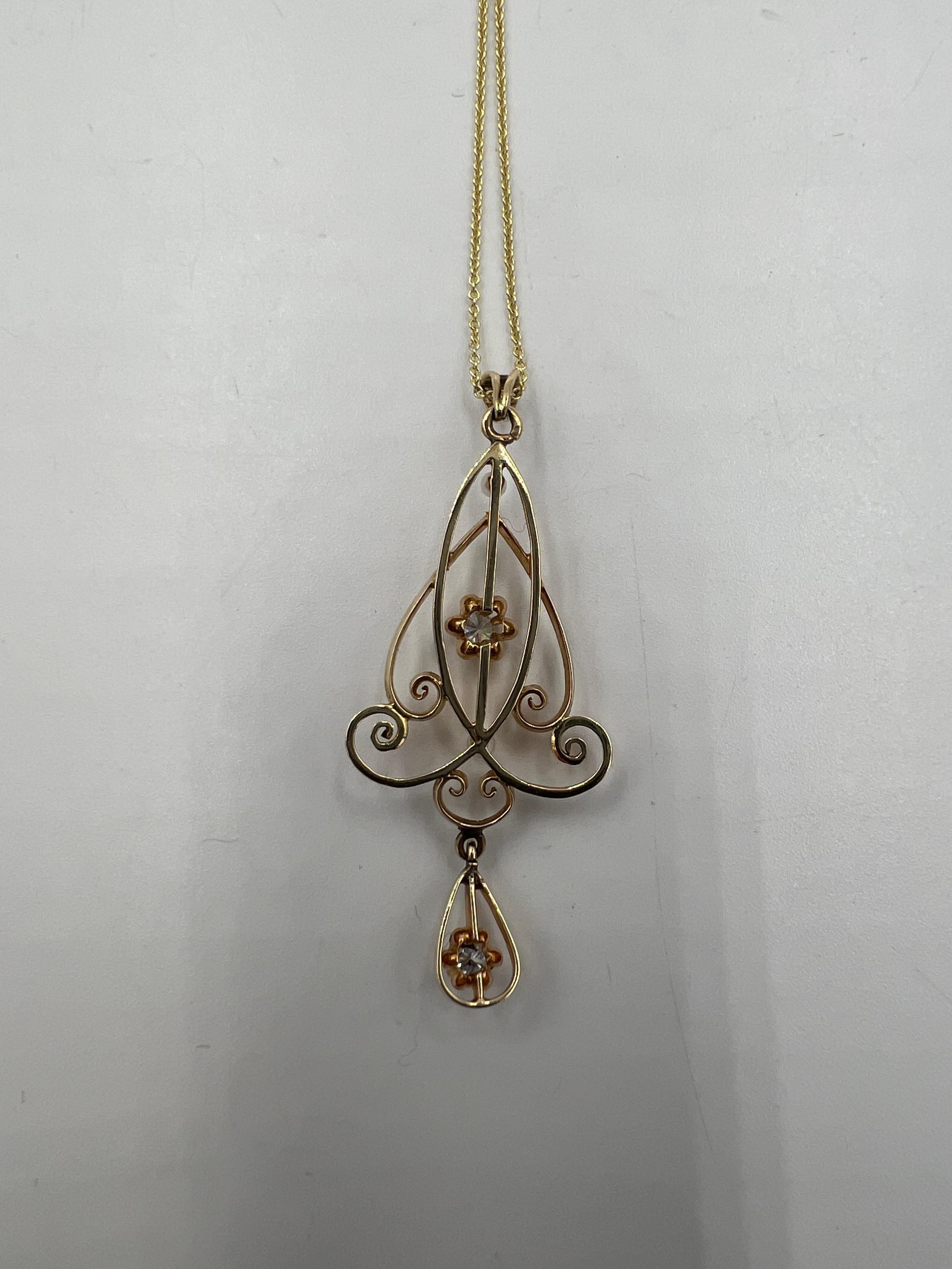 Old Mine Cut Antique Pearl Diamond Yellow Gold Lavalier Pendant