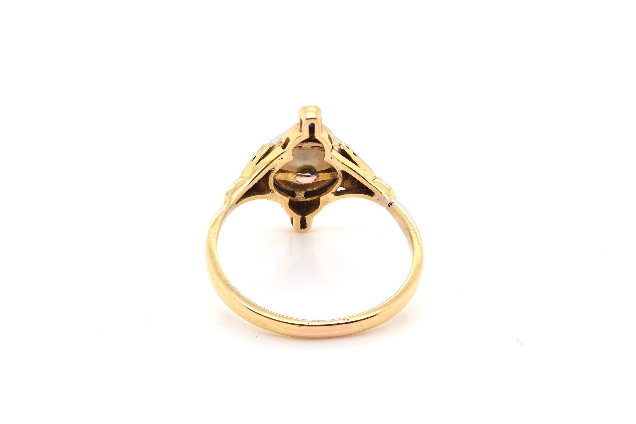 Antiker Ring mit Perlen, Diamanten und Saphiren im Angebot 1