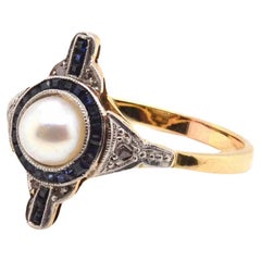 Antiker Ring mit Perlen, Diamanten und Saphiren