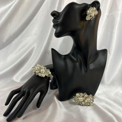 Antique Pearl & Glass Alice Caviness Jewelry Set Earrings Bracelet & Pin