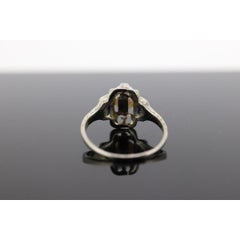 Antiker Perlen-Saphir-Ring. 20k Weißgold gravierter offener Ring. 1920er Jahre 20k Gold