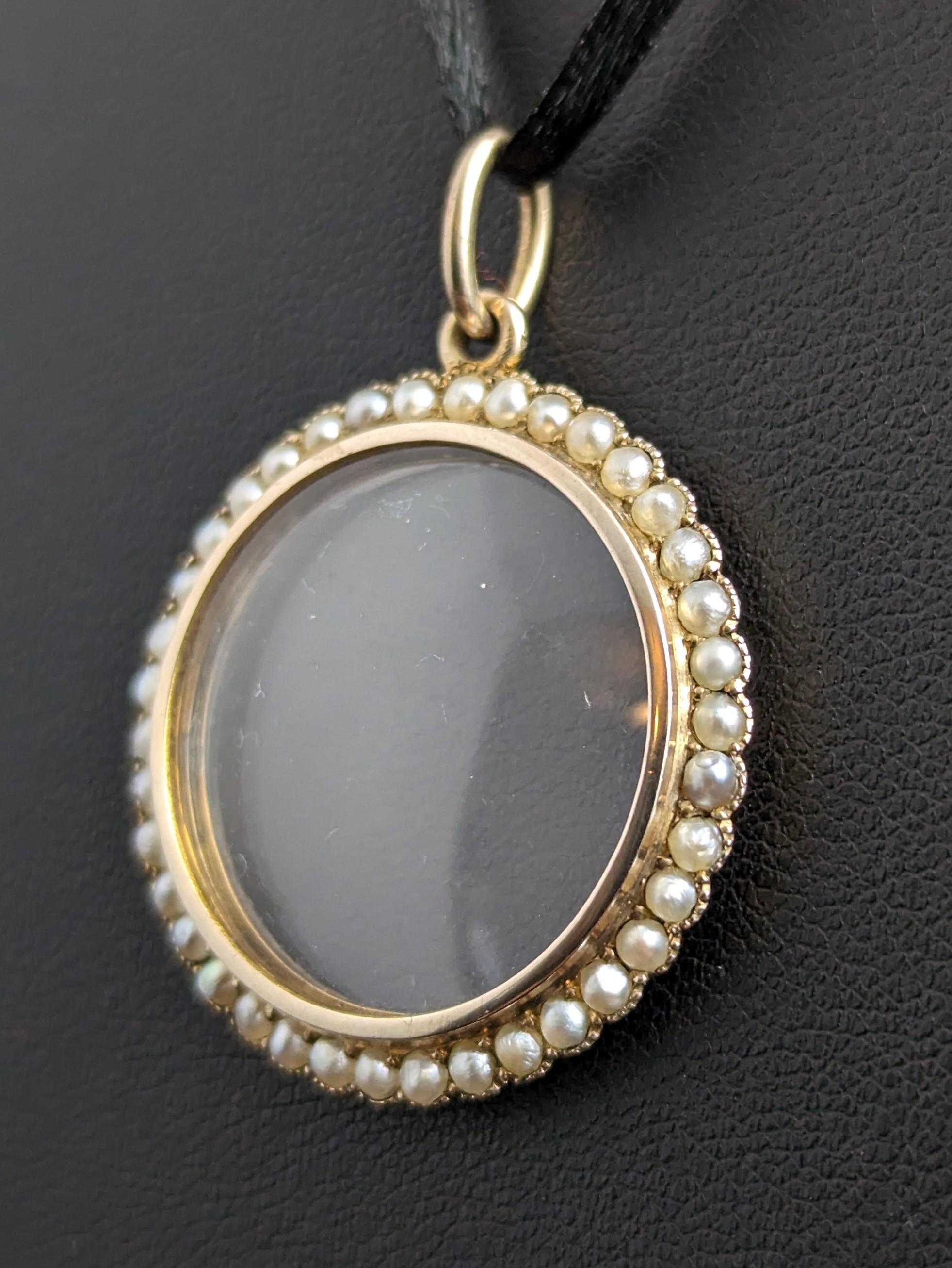 Antique Pearl Shaker Locket, 9k Gold, Murrle Bennett 7