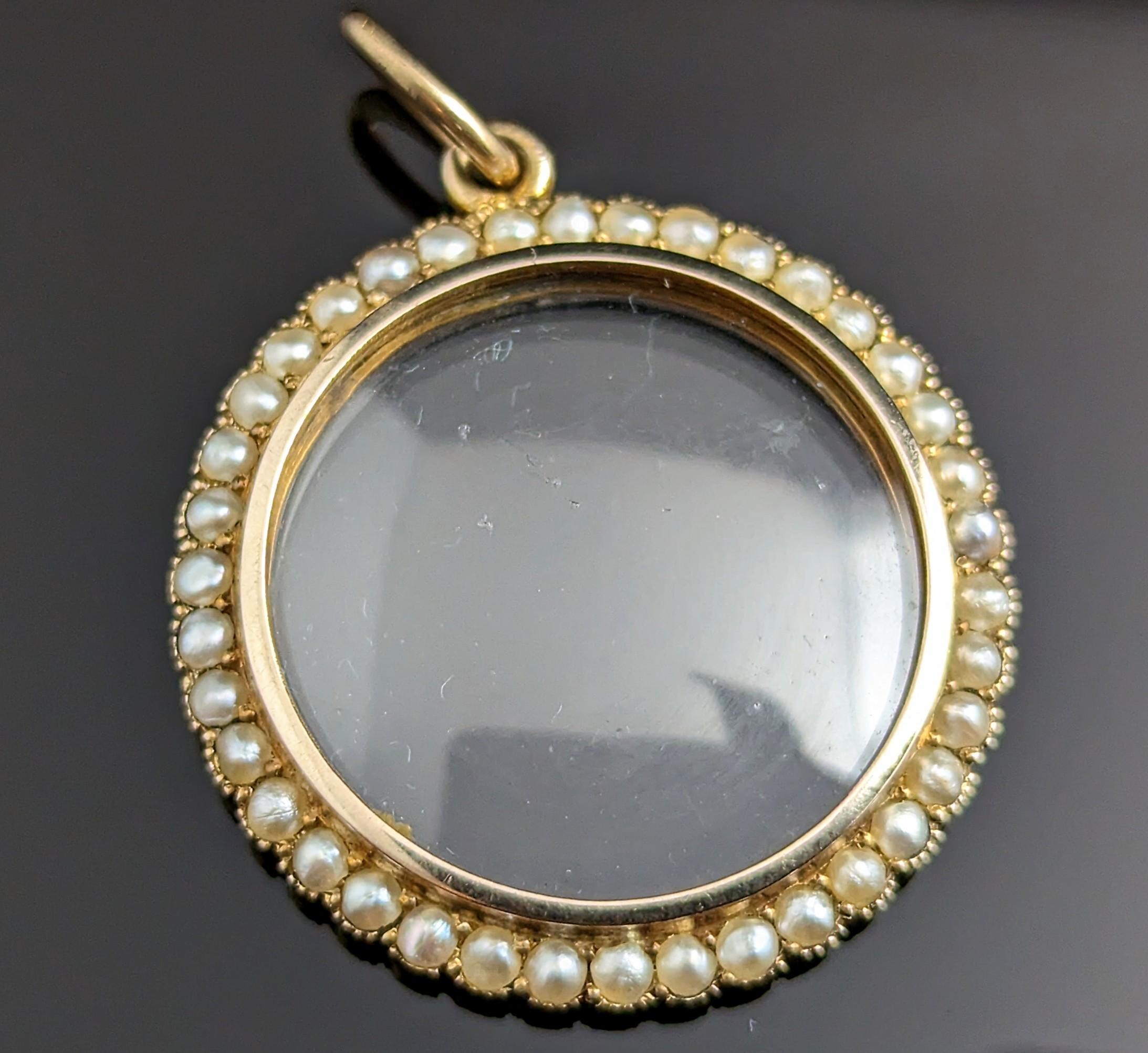 Antique Pearl Shaker Locket, 9k Gold, Murrle Bennett 2